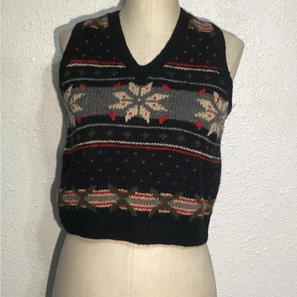 J.crew vintage wool knit jacquard vest size small